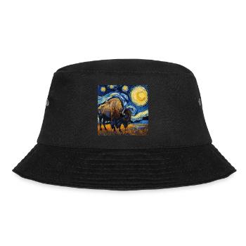 Bison, Buffalo, Animal, Van Gogh, Starry Night - Bucket Hat - black - Front - Lela (165cm)