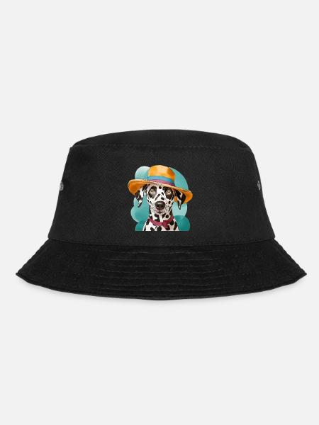 lustiger Dalmatiner mit hut - Bucket Hat - Schwarz
