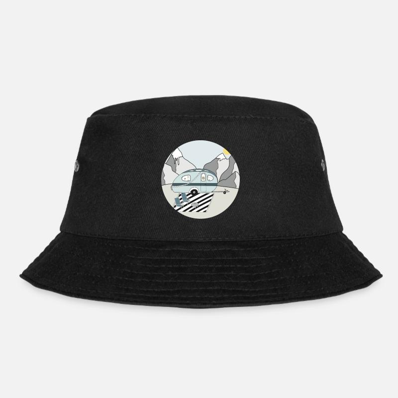 Camping in the mountains with caravan - Bucket Hat - black