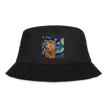 Cat, cat motif, van gogh, starry night - Bucket Hat - black - Front - Lela (165cm)
