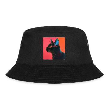 Katze, katzenmotiv, popart, geschenk, geschenkidee - Bucket Hat - Schwarz - Vorne - Lela (165cm)