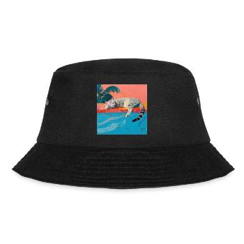 Katze, katzenmotiv, popart, geschenk, geschenkidee - Bucket Hat - Schwarz - Vorne - Lela (165cm)