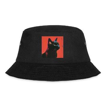 Katze, katzenmotiv, bunt, geschenk - Bucket Hat - Schwarz - Vorne - Lela (165cm)