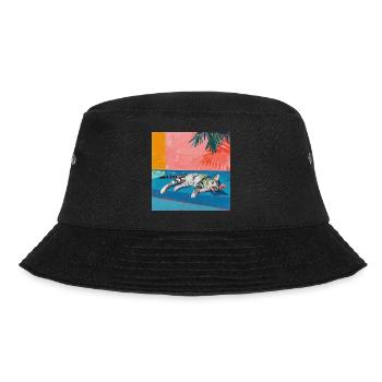 Katze, katzenmotiv, popart, geschenk, geschenkidee - Bucket Hat - Schwarz - Vorne - Lela (165cm)