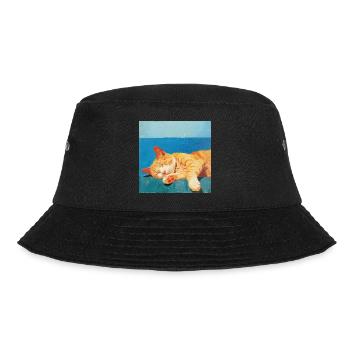 Katze, katzenmotiv, popart, geschenk, geschenkidee - Bucket Hat - Schwarz - Vorne - Lela (165cm)