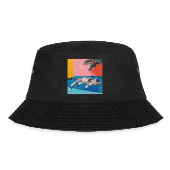Katze, katzenmotiv, popart, geschenk, geschenkidee - Bucket Hat - Schwarz - Vorne - Lela (165cm)