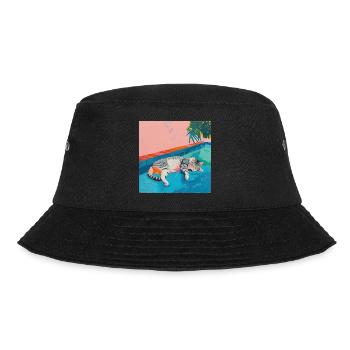 Katze, katzenmotiv, popart, geschenk, geschenkidee - Bucket Hat - Schwarz - Vorne - Lela (165cm)