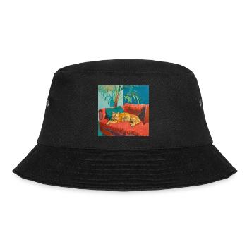 Katze, katzenmotiv, popart, geschenk, geschenkidee - Bucket Hat - Schwarz - Vorne - Lela (165cm)