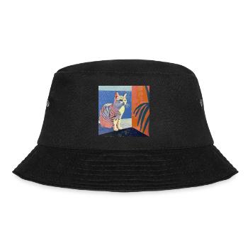 Katze, katzenmotiv, popart, geschenk, geschenkidee - Bucket Hat - Schwarz - Vorne - Lela (165cm)