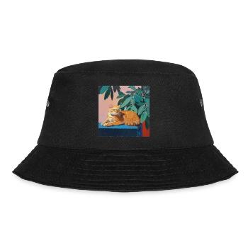 Katze, katzenmotiv, popart, geschenk, geschenkidee - Bucket Hat - Schwarz - Vorne - Lela (165cm)
