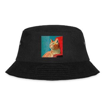 Katze, katzenmotiv, popart, geschenk, geschenkidee - Bucket Hat - Schwarz - Vorne - Lela (165cm)