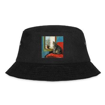 Katze, katzenmotiv, popart, geschenk, geschenkidee - Bucket Hat - Schwarz - Vorne - Lela (165cm)