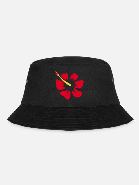 Blume rot rote Blumen rot rote Blumen Hibiskus - Bucket Hat - Schwarz