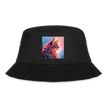 Katze, katzenmotiv, anime, geschenk, geschenkideen - Bucket Hat - Schwarz - Vorne - Lela (165cm)