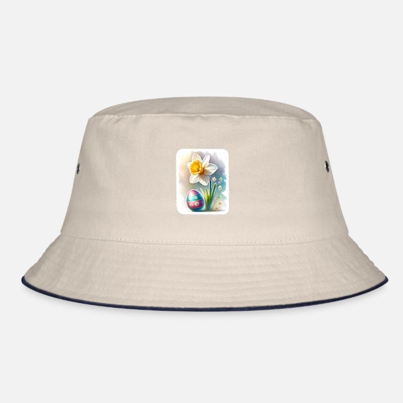A Beautiful Daffodil With an Easter Egg Bucket Hat