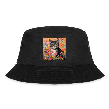 chat, motif de chat, fleurs, cadeau, idée cadeau - Bob - noir - Devant - Lela (165cm)