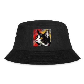 Cat, Cat Motif - Bucket Hat - black - Front - Lela (165cm)
