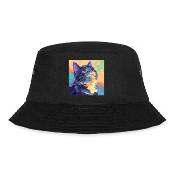 Cat, Cat Motif - Bucket Hat - black - Front - Lela (165cm)