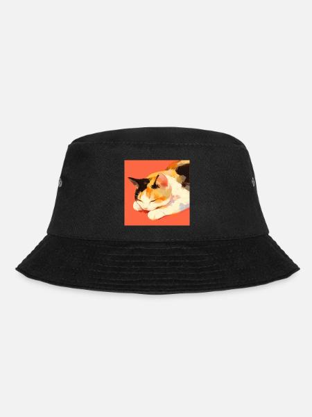 Cat, Cat Motif - Bucket Hat - black