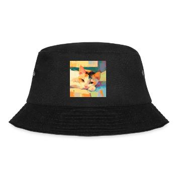 Katze, katzenmotiv - Bucket Hat - Schwarz - Vorne - Lela (165cm)