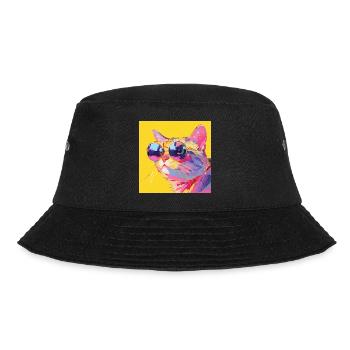 Katze, katzenmotiv - Bucket Hat - Schwarz - Vorne - Lela (165cm)