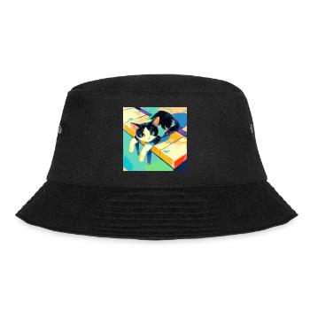 Katze, katzenmotiv - Bucket Hat - Schwarz - Vorne - Lela (165cm)