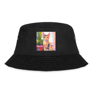 Cat, Cat Motif - Bucket Hat - black - Front - Lela (165cm)