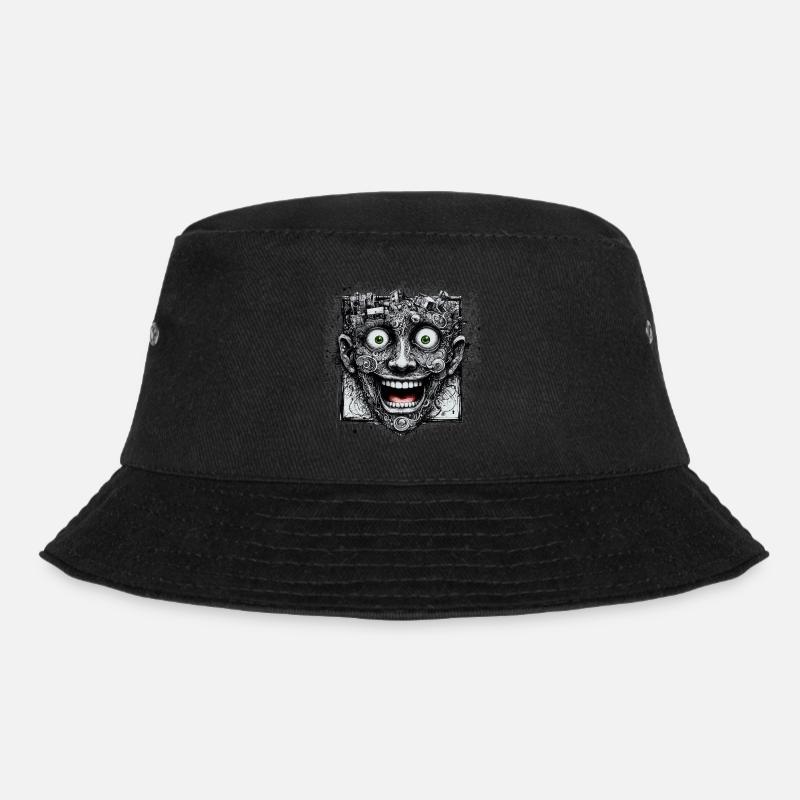 Square happy face - Bucket Hat - black