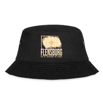 Flensburg Koordinaten - Bucket Hat - Schwarz - Vorne - Lela (165cm)