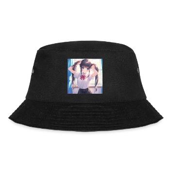 anime, schulmädchen, waifu, japan - Bucket Hat - Schwarz - Vorne - Lela (165cm)