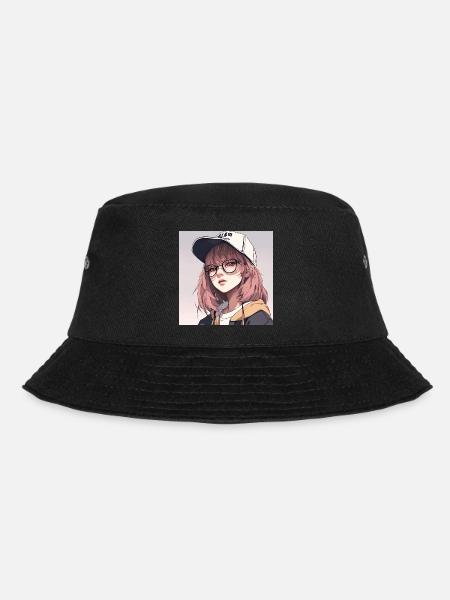 Anime geek girl - Bucket Hat - black