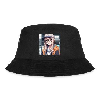 Anime geek girl - Bucket Hat - black - Front - Lela (165cm)