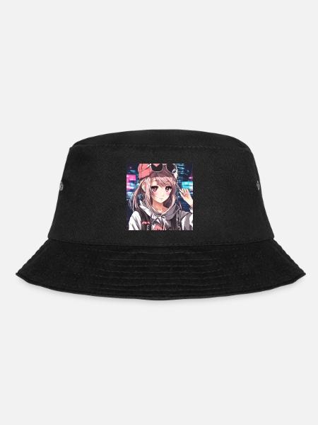 Cute girl anime - Bucket Hat - black