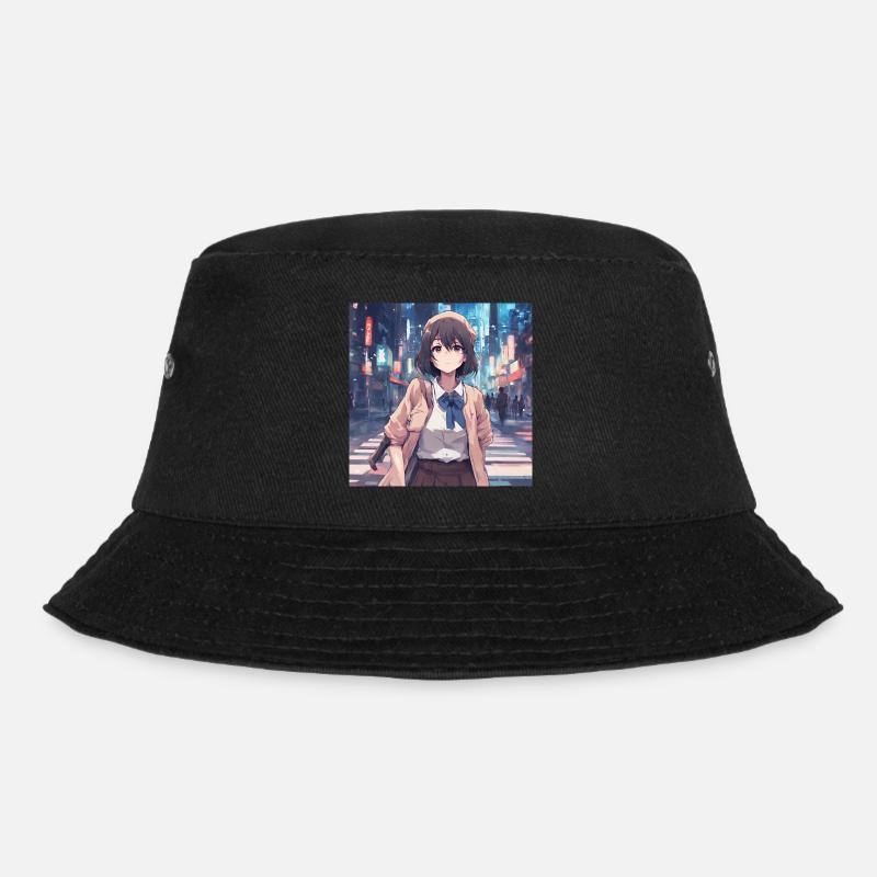 Cute girl anime - Bucket Hat - black