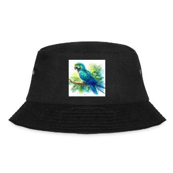 Aquarell Blauer Ara - Bucket Hat - Schwarz - Vorne - Lela (165cm)
