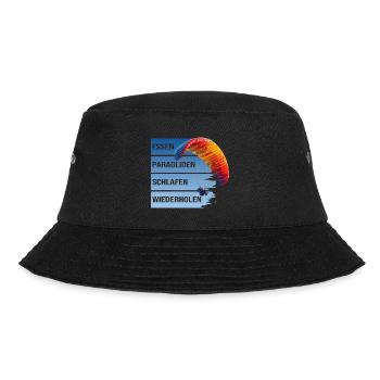 Essen - Paragliden - Schlafen - Wiederholen - Bucket Hat - Schwarz - Vorne - Lela (165cm)