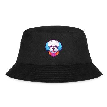 Bichon Frise Hunderasse Aquarell Karikatur Kawaii C - Bucket Hat - Schwarz - Vorne - Lela (165cm)