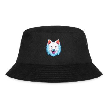 American Eskimo Dog Breed Watercolor Cartoon Kawai - Bucket Hat - black - Front - Lela (165cm)