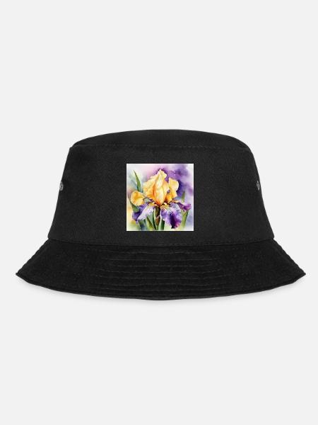 Iris iris purple orange | Watercolor Design - Bucket Hat - black