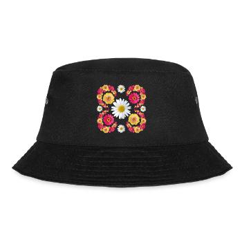 Zinnias daisy floral design zinnia blossom floral - Bucket Hat - black - Front - Lela (165cm)