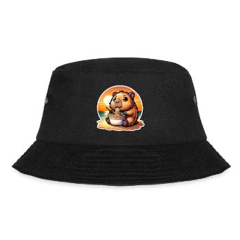 Capybara Ramen Kawaii Anime - Bucket Hat - Schwarz - Vorne - Lela (165cm)