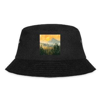 Mountains, Landscape, Nature, Trees, Sun - Bucket Hat - black - Front - Lela (165cm)