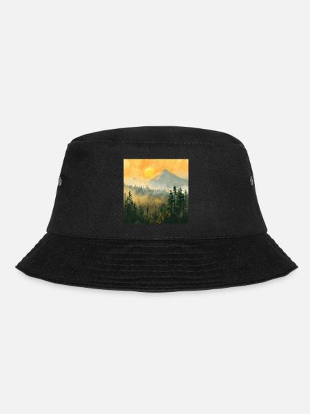 Berge, Landschaft, Natur, Bäume, Sonne - Bucket Hat - Schwarz