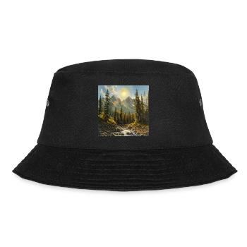 Mountains, Landscape, Nature, Trees, Sun - Bucket Hat - black - Front - Lela (165cm)