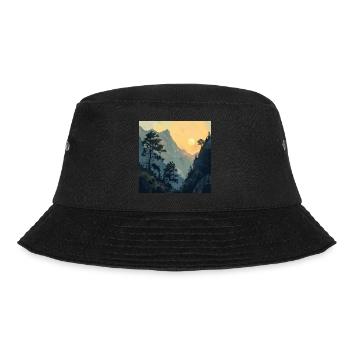 Mountains, Landscape, Nature, Trees, Sun - Bucket Hat - black - Front - Lela (165cm)