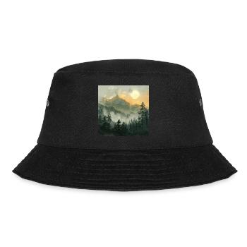 Mountains Landscape Nature Trees Sun - Bucket Hat - black - Front - Lela (165cm)