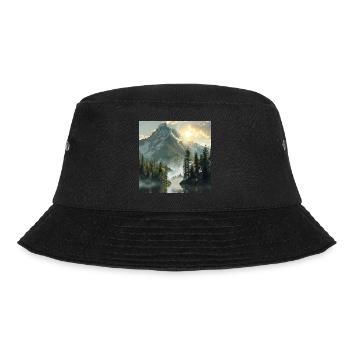 Mountains, Landscape, Nature, Trees, Sun - Bucket Hat - black - Front - Lela (165cm)