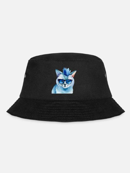 Punkrock Katze mit Sonnenbrille Geschenkidee - Bucket Hat - Schwarz