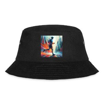 Laufender Mann 4 - Bucket Hat - Schwarz - Vorne - Lela (165cm)