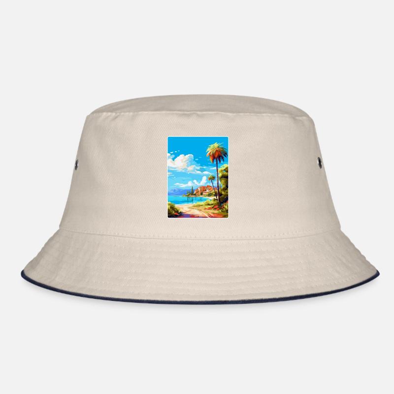 Alcudia Spanien Vintage Reiseposter WPA Souvenir Bucket Hat